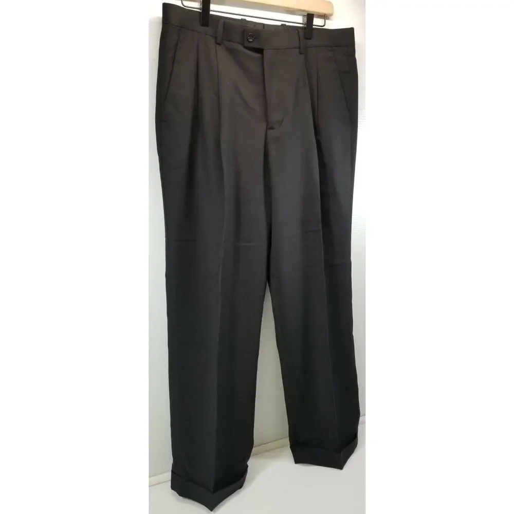 II) Perry Ellis Portfolio Double Pleated Classic Fit Performance Dress Pants 33